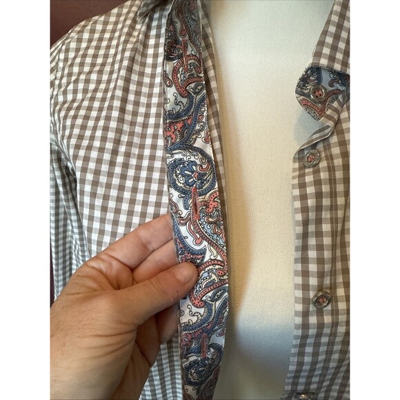 Jared Lang Madrird Gingham Paisley Button Down Medium - Picture 6 of 10